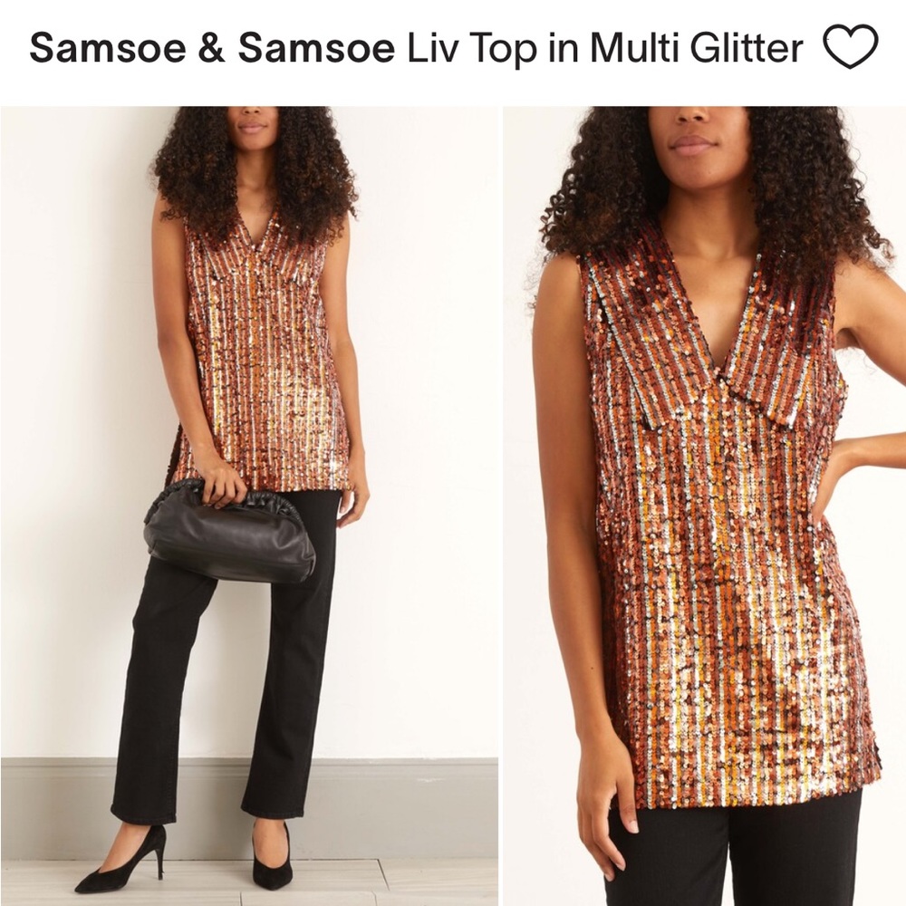 NWT Samsoe Samsoe Liv Sequin Top - Picture 5 of 5